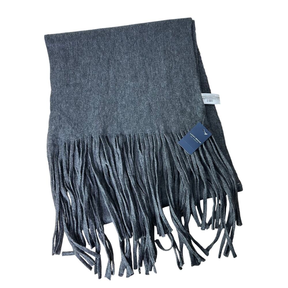 Lucky‎ Brand Women's Scarf Gray Fringe Knit Winter Ski Wrap NWT